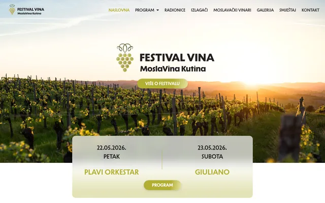 Početna stranica festivalvina-kutina.hr — vinski festival MoslaVina